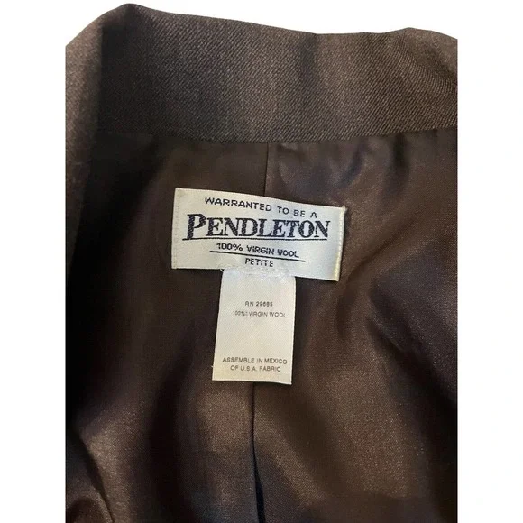 Pendleton Vintage Blazer Button Up High Neck Virgin Wool Women’s Petite Small - Picture 7 of 7
